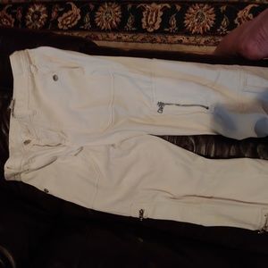 Polo off white cotton jeans w/ zippers , size 10,